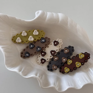 Süße Handgefertigte Azetat Blumen Haarspange Damen Strass Entenschnabelclip Seite Haarnadel Elegante Punkte Haarschmuck