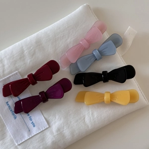 Set of six colorful acetate double-layered bow hair clips in various elegant pastel shades