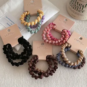 Handgefertigte Geflochtene Spiral-Haargummis Hochelastische Telefonkabel-Stoff-Scrunchies Koreanischer Minimalistischer Pferdeschwanz-Halter Haarschmuck