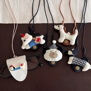 Cute Cartoon Dog Sunglasses Clip Necklace For Women Portable Anti-Drop Eyeglasses Holder Lanyard Vacation Fashion Accessories