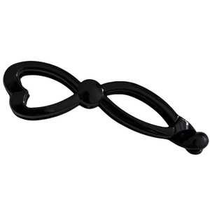 Glossy black heart bow banana hair clip for women with elegant cutout design