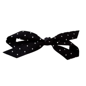 Elegante fermaglio per capelli a fiocco nero con pois bianchi per acconciature