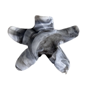 Smoky grey marble starfish hair claw clip for women with elegant ink pattern