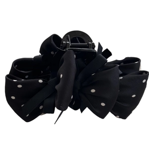 Pince à cheveux à nœud papillon à pois style Hepburn pour coiffures élégantes