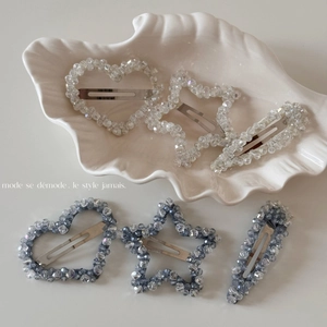 Pince à Cheveux en Cristal Perlé à la Main Style Coréen Forme Étoile Cœur Pince BB Snap Clip pour Femme Fille Accessoires