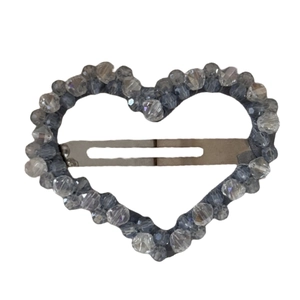 Pince à cheveux cœur en perles de cristal facettées avec clip en métal pour femmes