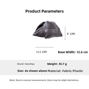 Detailed size specifications for dark grey rose embossed fabric bow shark hair clip