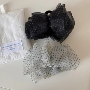 Pince à Cheveux Nœud Papillon en Résille à Pois Rétro Français Grande Taille en Mousseline Organza Accessoires Cheveux Femme Fête