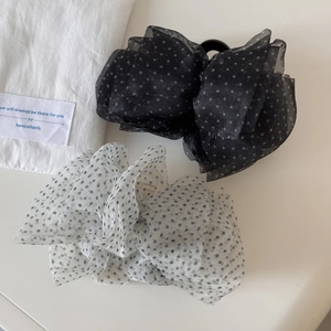 Pinces à cheveux rétro à pois en tulle avec nœud papillon en noir et blanc chic