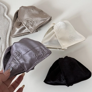 Elegant satin hair clips with embossed rose pattern in various colors for women's hairstyle