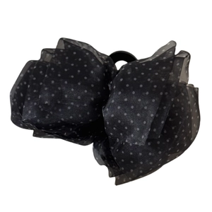 Pince à cheveux française vintage avec nœud en maille à pois en organza élégant
