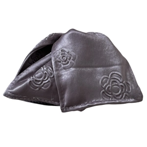 Elegant dark grey satin hair claw clip with embossed 3D rose patterns for women