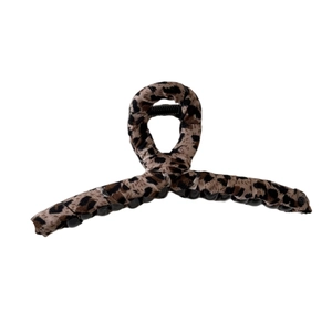 Elegant large leopard print fabric hair claw clip for bun hairstyles with secure grip
