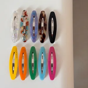 French Vintage Oval Acetate Hair Clip Elegant BB Clip Hollow Out Hairpin Fashion Hair Accessories For Women Daily Life
