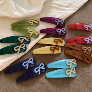 Fermaglio Per Capelli In Acetato In Stile Francese Molletta A Becco D'Anatra Con Fiocco Traslucido Accessori Per Capelli Da Donna