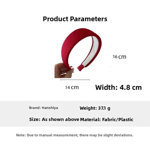 Paramètres de taille pour serre-tête large en tissu rayé rouge avec largeur de 4,8cm