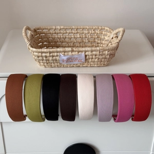 Lot de 8 serre-têtes larges à côtes de style français en couleurs unies pour le quotidien