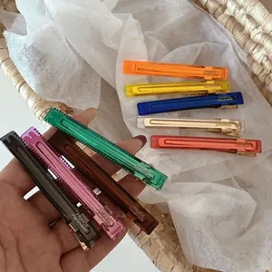 Korean Style Acetate Hair Clips Minimalist Translucent Rectangle Duckbill Clips Vintage Hair Accessories For Women France Handmade Design
