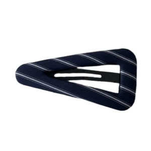 Classic navy blue striped fabric snap clip hair accessory for women preppy style