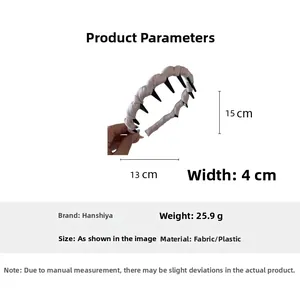 Detail of satin headband size specifications showing width and height for women's hair accessory