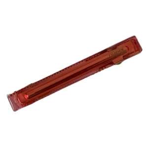 Deep red acetate hair clip with gold France Handmade lettering on a white background