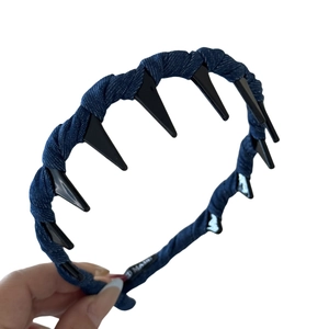 Serre-tête en jean motif vague avec dents antidérapantes pour un style élégant