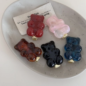 Set bunte Harz-Bären-Haarspangen mit goldenen Metall-Entenschnabel-Clips für Mädchen