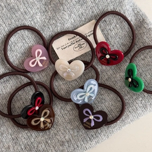 Lot de chouchous faits main avec pendentifs cœur et strass en six couleurs variées