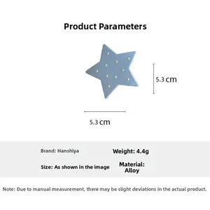 Specifiche dettagliate delle dimensioni per il fermaglio a stella blu a pois da 5,3 cm