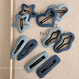 Sweet Denim Fabric Star Heart Hair Clips For Girls Women Korean Fashion BB Clips Aesthetic Handmade Hair Accessories