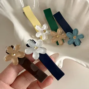 Molletta per Capelli a Fiore in Plastica in Stile Coreano Clip per Frangia Rettangolare in Lega e Strass Accessori per Capelli Semplici per Donna