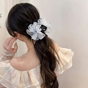 Elegante oversized bloemen haarklem van mesh gaas voor dagelijkse kapsels van dames