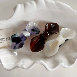 Sweet Korean Style Acetate Bow Hair Clip For Women Elegant Cellulose Acetate Marble Pattern Spring Clip Hairpin Accessories