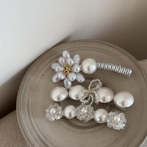 Ensemble de Pinces à Cheveux Rétro Françaises Fleurs de Künstliche Perles Artificielles Baroques Élégant Alliage Strass Nœud Femmes Accessoires Cheveux