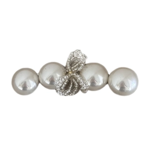 Barrette à cheveux perles baroques et nœud perlé artisanal de style vintage