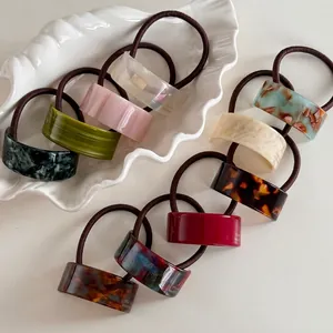 Elegant Cloth Geometric Rectangular Elastic Hair Tie For Women Handmade Simple Hair Scrunchie Ponytail Holder Daily Accessory
