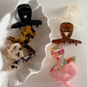 Pince à Cheveux Crabe en Acétate Croisée Élégante Style Français Motif Marbre Haut de Gamme Accessoire Cheveux Minimaliste