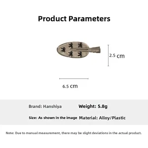 Detailed size measurement of silver bow hair clip with 6.5 cm length and 5.8g weight