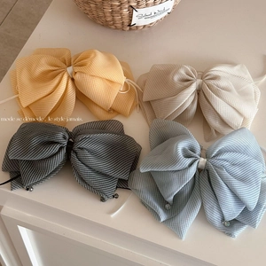 Large Gingham Bow Hair Claw Clip With Crystal Pendant Handmade Fabric Checkered Ponytail Holder Women Sweet Hair Accessories
