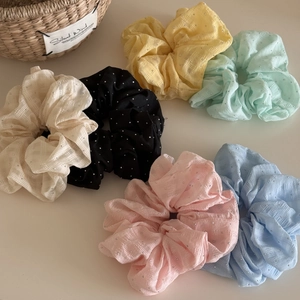 French style scrunchies set with rhinestones in pastel colors for elegant hair styling