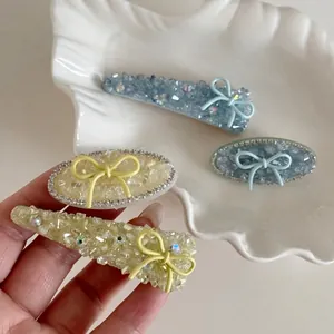 Elegante Fermaglio Per Capelli A Fiocco Per Donna Stile Coreano Clip A Becco D'Anatra Strass Dolce Clip Laterale Accessori Per Capelli Alla Moda