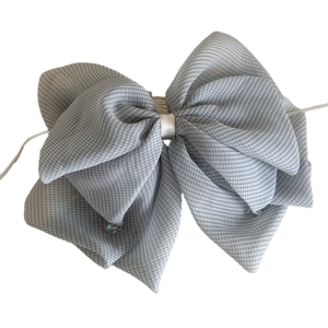 Elegant grey plaid tulle bow hair claw clip with crystal pendants for women
