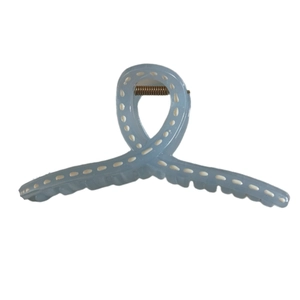 Minimalist blue and white dotted resin shark hair claw clip with strong metal spring