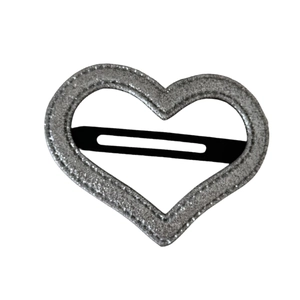 Barrette à cheveux cœur argenté pailleté avec design scintillant pour femmes élégantes