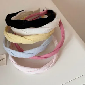 Serre-Tête Coréen En Tissu Torsadé Pour Femmes Couleur Unie Texture Gaufre Bandeau Antidérapant Accessoires Cheveux Mode