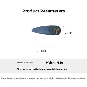 Spécifications de taille pour la pince à cheveux en denim avec un nœud métallique