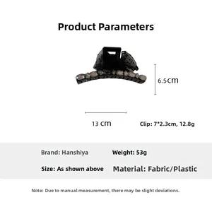 Polka dot mesh bow shark clip with rhinestones, 13cm length and 6.5cm height dimensions