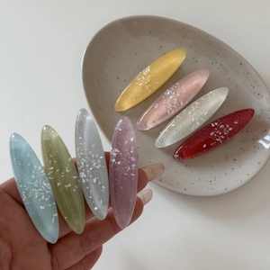 Elegant ocean shell shimmer oval hair clips in 8 vibrant colors for women and girls