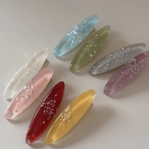 Eight colorful glitter shell oval hair clips made of resin and sequins for women and girls