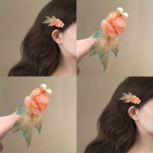 Antiker Chinesischer Stil Goldfisch Haarspange Eleganter Transparenter Harz Blumen Haarnadel Mit Kunstperle Für Hanfu Damen Schmuck
